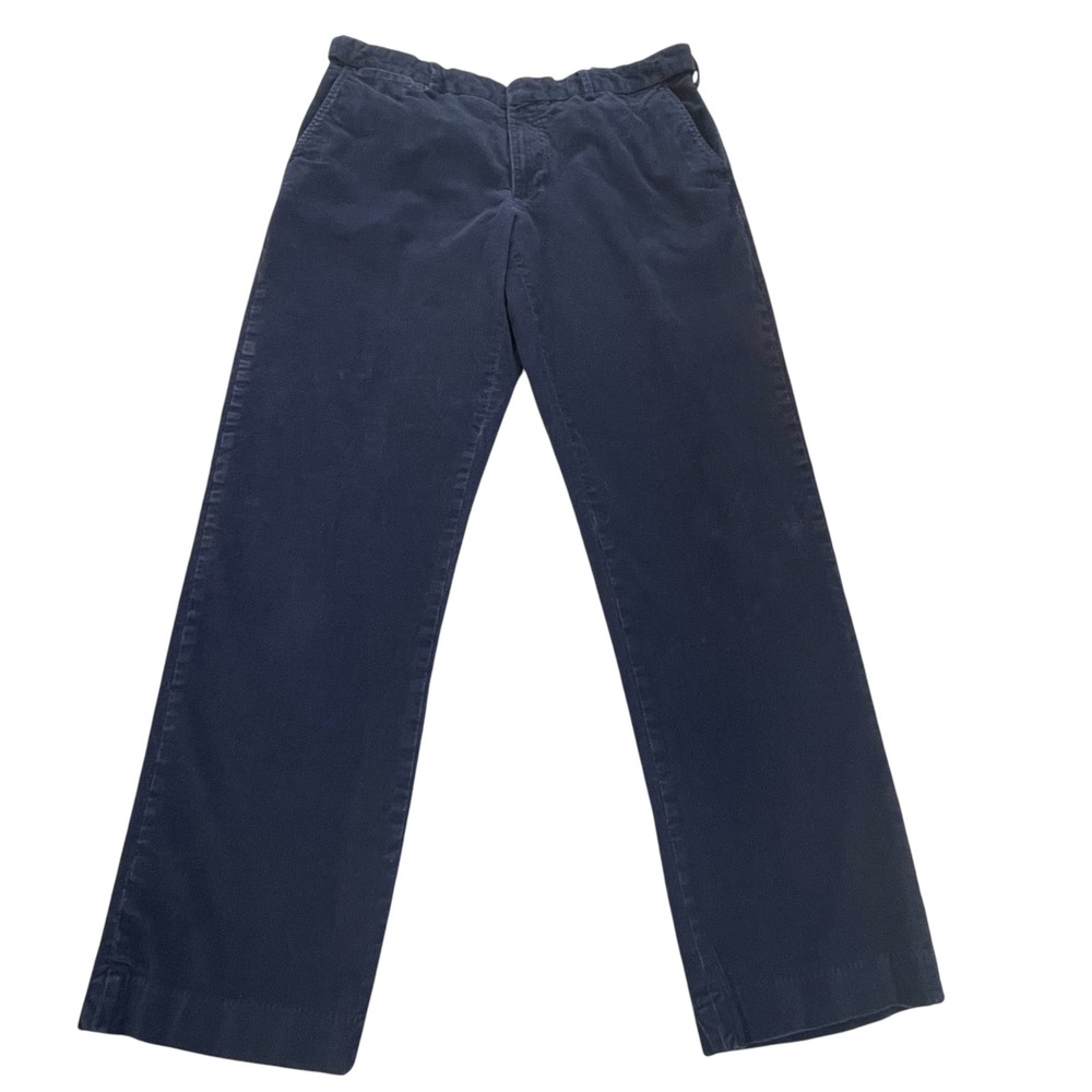 Lands End Mens Navy Blue Corduroy Pants Fit 34x30 (35 Tag) Hidden Flex Waist